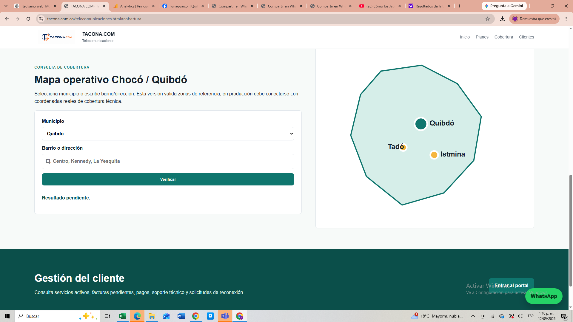 Concepto de portal de clientes TACONA.COM